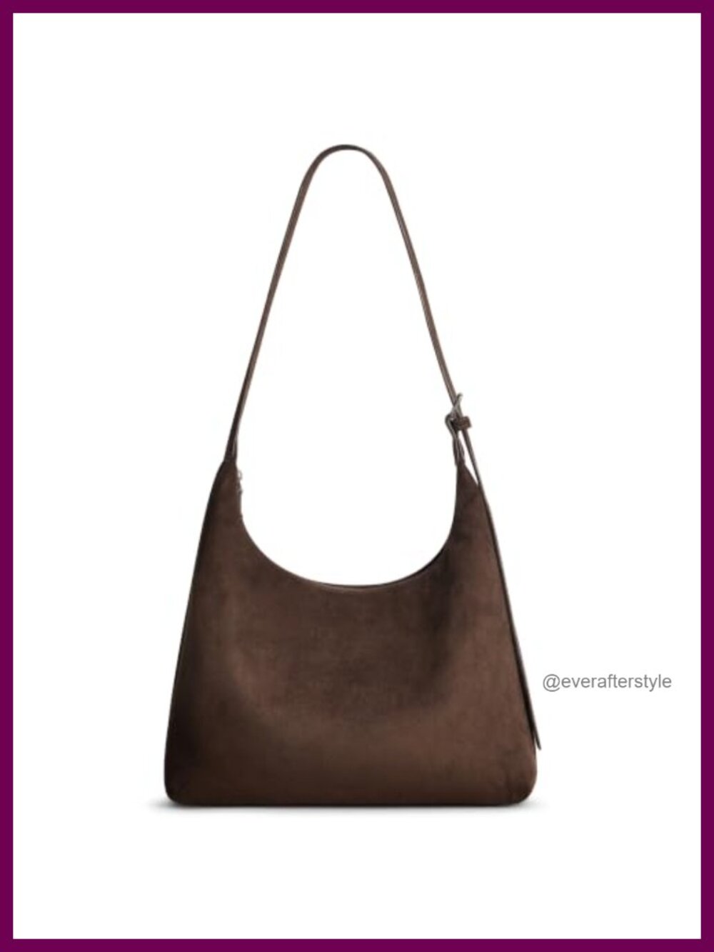 Faux Suede Hobo Shoulder Bag Slouchy Small Purse Zip Closure